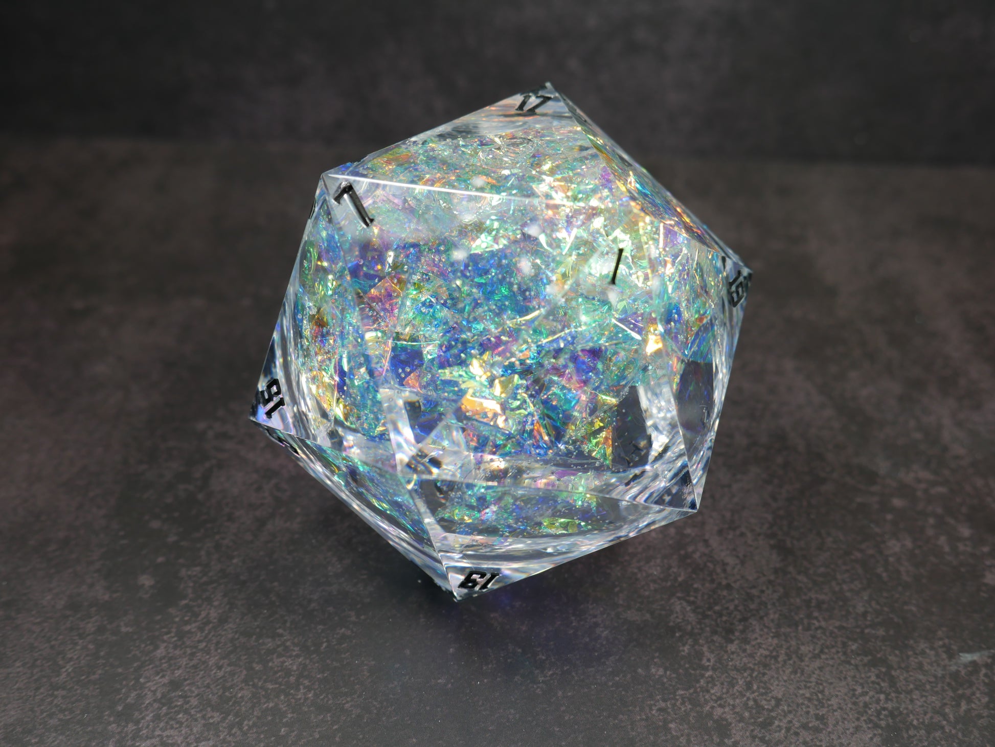 gorgeous d20 die with stunning colors and clear