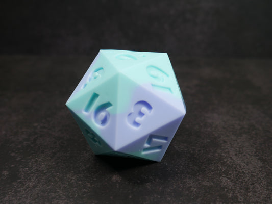 light blue silicon squishy d20 die