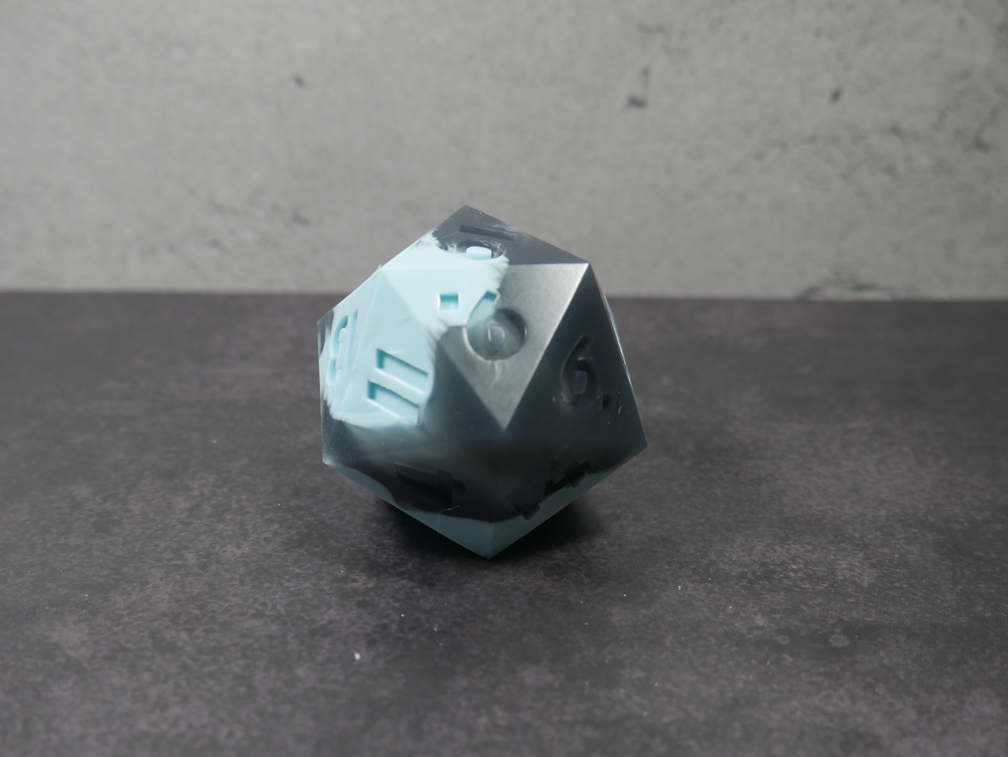 Emotional Support Squishy Dice (baby blue/translucent black)