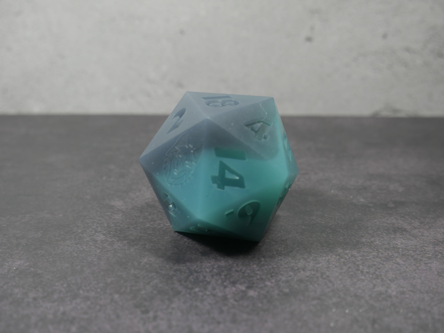 Emotional Support Squishy Dice (translucent teal & black)