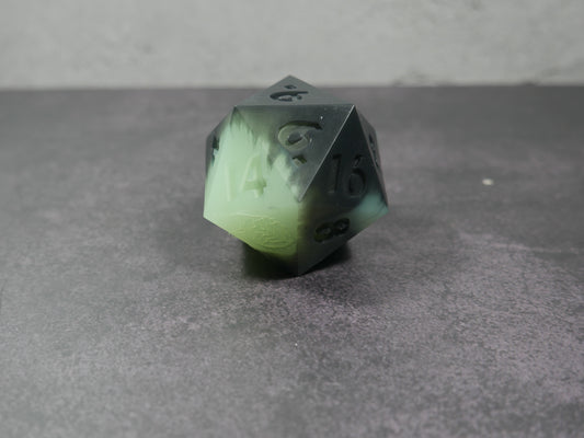 Emotional Support Squishy Dice (translucent black & green)