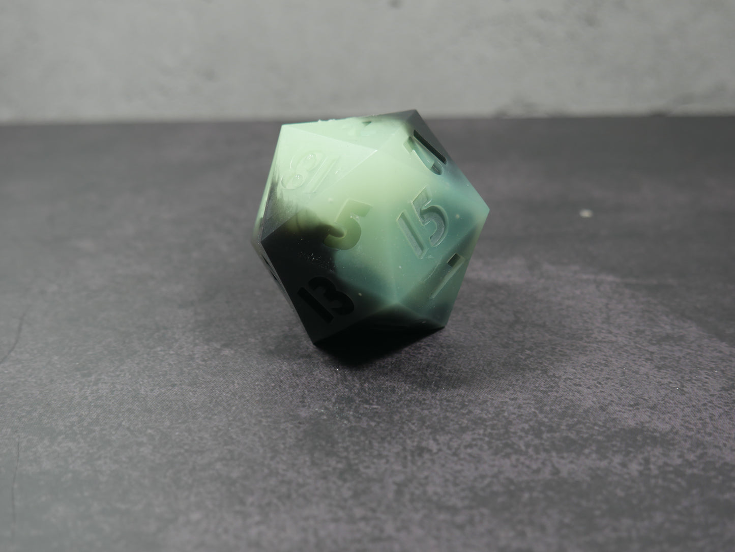 Emotional Support Squishy Dice (translucent black & green)